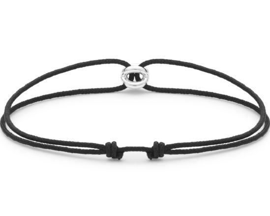 LE GRAMME - BRACELET ENTRELACS NOIR 1g ARGENT 925 LISSE POLI